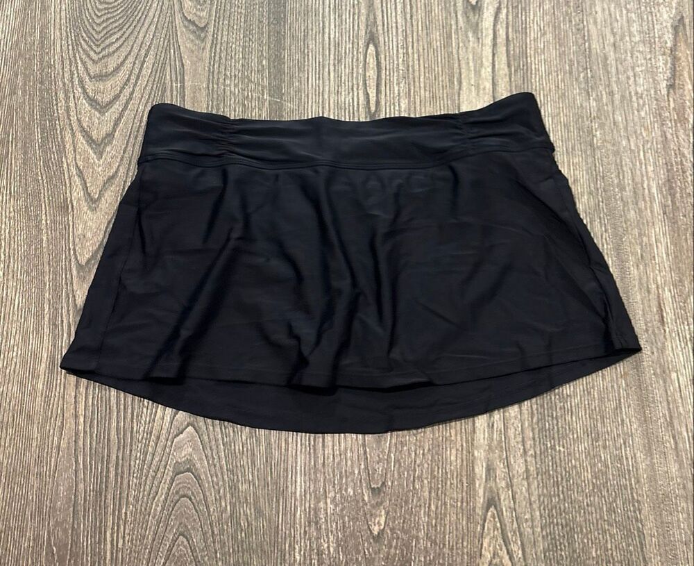 Athleta Womens Swim Skirt Ruched Waistband Swimwear Bathing Suit Black Size M